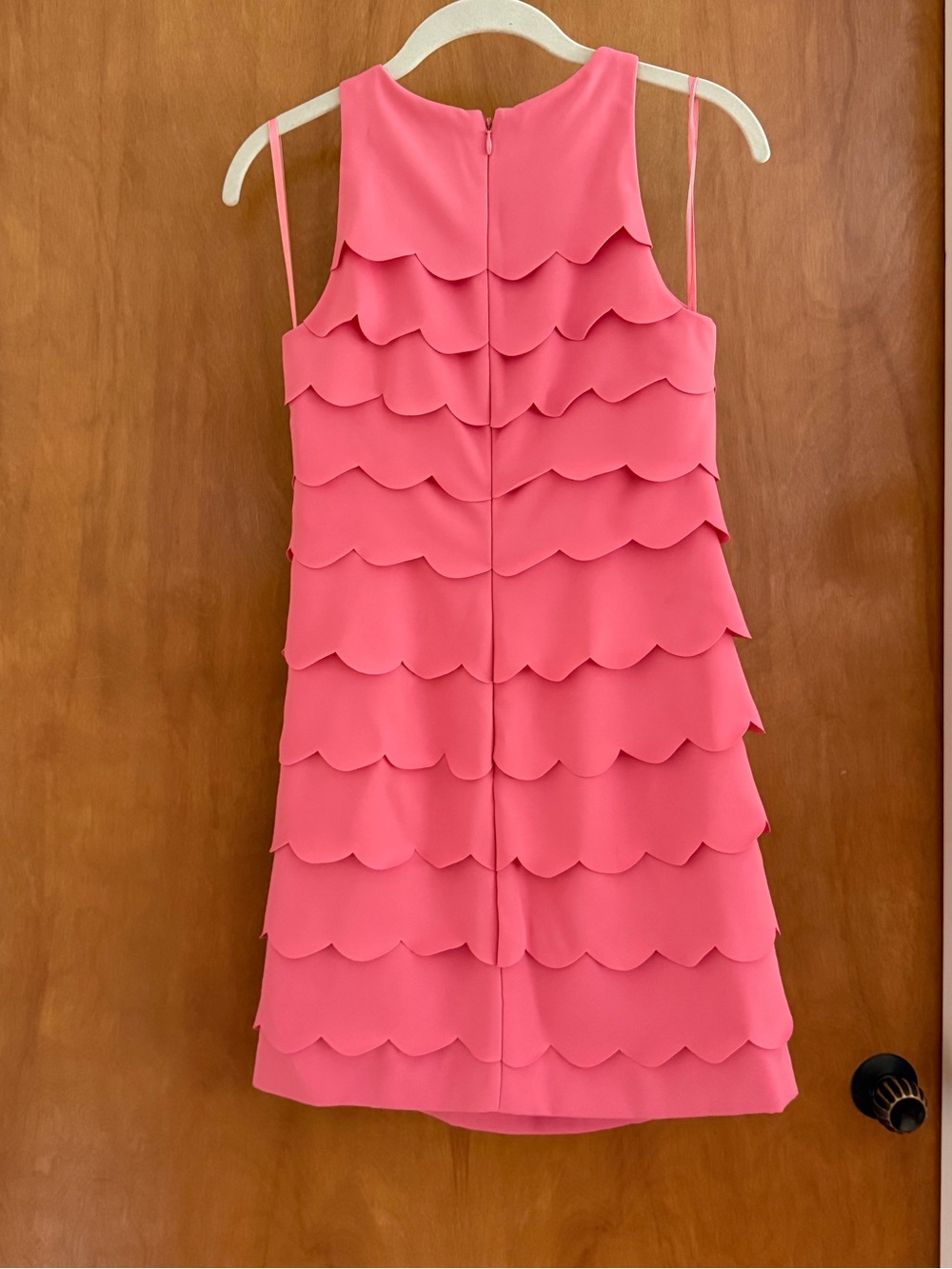 WHBM 00 Pink Scallop Tiered Sleeveless Dress - Picture 2 of 10